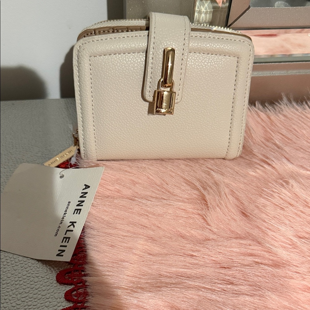 Anne Klein Beige Wallet with Gold Accent
